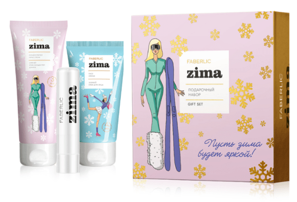 Подарочный набор Zima Фаберлик для зимнего ухода – бальзам для губ, крем для лица и рук